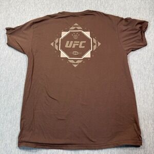 UFC Shirt Men XL Brown Cotton Graphic Logo Short Sleeve Mixed Martial Arts MMA
